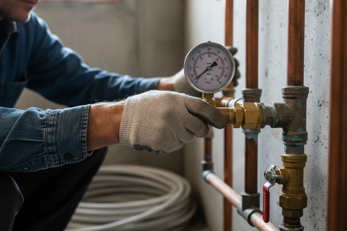 Pressure testing a repaired line during Water Line Repair in Deforest